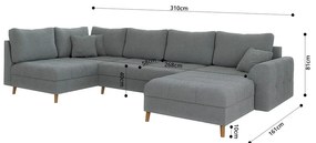 Szürke buklé sarokkanapé (jobb oldali-U alakú) Ariella – Ropez