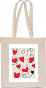 Öko Pamut Táska Szívek Valentin Nap Szerelem bevásárló táska ekrü bézs TT_063