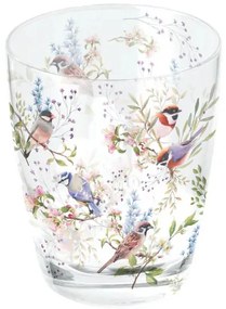 Tavaszi Virágos–madaras üveg vizes pohár Busy birds