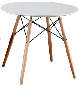 Étkezőasztal,  fehér/bükk, átmérő 80 cm, GAMIN NEW 80