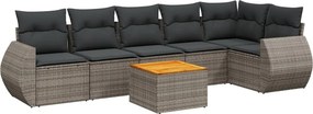 vidaXL 7 részes szürke polyrattan kerti ülőgarnitúra párnákkal