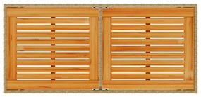 bézs polyrattan akácfa lapos kerti asztal 115x54x74 cm