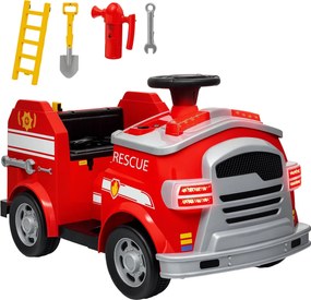AIYAPLAY Gyerek Elektromos Autó 6V - Gyerek Autó Zenével, Dallammal, Fényekkel, Lassan Indul, Tűzoltó Autó 3 km/h, 3-5 Éves Gyerekeknek, Piros | Aosom