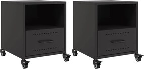 vidaXL 2 db fekete acél éjjeliszekrény 36x39x43,5 cm
