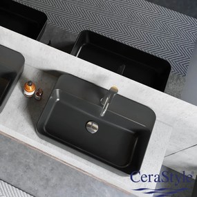 CeraStyle ONE - PULTRA ültethető - Top Counter - porcelán mosdó - - MATT FEKETE - 46 x 42 cm