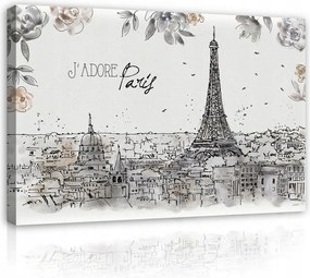 Vászonkép 120x80 Párizs Eiffel-torony városkép akvarell Franciaország utazás