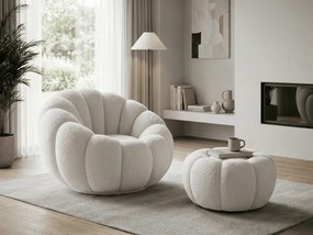 Design fotel BLOOM lábtartóval, fehér