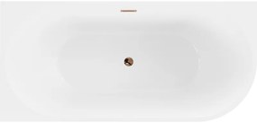 Mexen Mia, szabadon álló sarokkád, láva, 150 x 75 cm, fehér, rózsaszín arany túlfolyó, 52691507500L-60