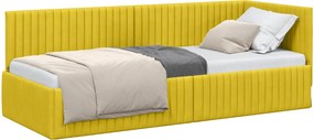 vidaXL Sarokágy keret fejtámlával Sárga 80 cm x 200 cm Bársony