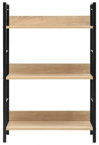 3 szintes tölgyszínű szerelt fa könyvespolc 60 x 27,6 x 90,5 cm