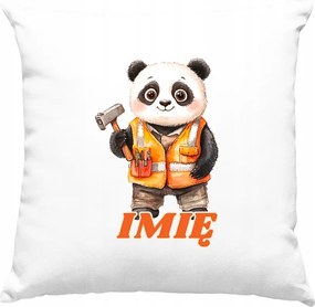 Gyerek párna Panda Munkahely +Név Fehér