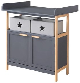 Antracitszürke alacsony gyerek komód pelenkázó feltéttel 87x75 cm Berlin – Roba