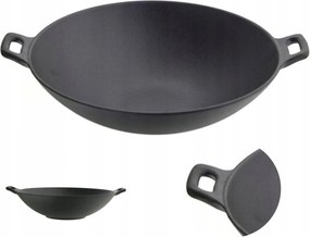 Ăntöttvas Wok SerpenyĆ Nagy 36 cm NehĂ©z Ăntöttvas Fekete Tömör