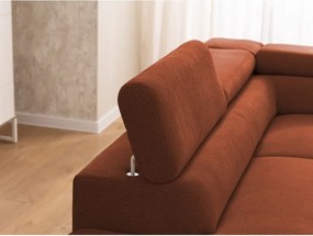 Terrakotta színű zsenília sarokkanapé (bal oldali-L alakú) Marbeya – Ropez