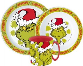 A Grincs Christmas Mischief étkészlet, micro műanyag szett bögrével 390 ml