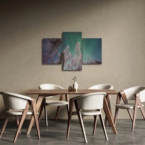 Az aurora borealis képe fagyos fák felett (90x60 cm)