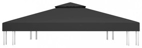 fekete kétszintes pavilon-tetőponyva 310 g/m² 4 x 3 m