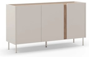 Krémszínű-natúr színű komód tölgyfa dekorral 150x82,5x40,5 cm Lucile – Marckeric