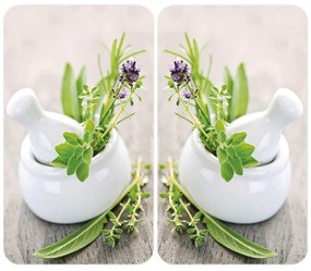 Edzett üveg tűzhely fedőlap szett 2 db-os 30x52 cm Herb – Wenko