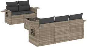 vidaXL 6 részes világosszürke polyrattan kerti ülőgarnitúra párnákkal