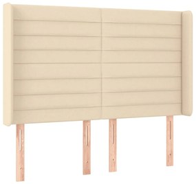 krémszínű szövet LED-es fejtámla 147x16x118/128 cm