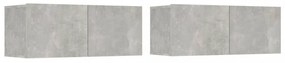 2 db betonszürke szerelt fa TV-szekrény 80 x 30 x 30 cm