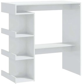 Magasfényű fehér bárasztal tárolópolccal 100 x 50 x 101,5 cm