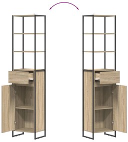 vidaXL Fürdőszoba Székény fiókkal Sonoma 40 x 30 x 180 cm Faanyag