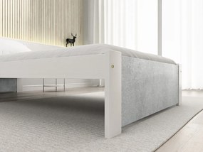 Ágy IKAROS 90 x 200 cm, beton/fehér Matrac: Coco Maxi matrac 20 cm, Ágyrács: Deszkás ágyráccsal