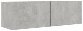 4 db betonszürke szerelt fa TV-szekrény 100 x 30 x 30 cm