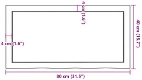 világosbarna kezelt tömör fa fürdőszobai pult 80x40x(2-6) cm