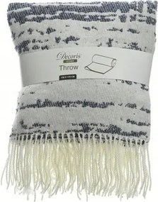 Dekoratív kockás/takaró, modern megjelenés, rojtokkal