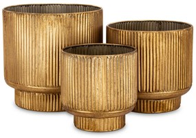 Kaspó szett 3 db-os arany fém 29x30x30 24x25.5x25.5 20.5x20x20cm