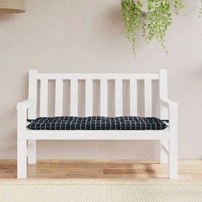 fekete kockás szövet kerti padpárna 120 x 50 x 7 cm
