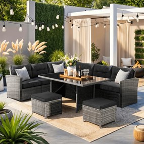 DALLAS kerti bútor szett szürke/fekete