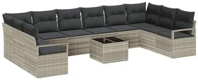 vidaXL Kanapé Szett párnával 11 pcs Világosszürke polirattan