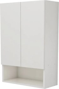 Zed 2 ajtós fali fürdőszobai szekrény, Fényes fehér / Fehér, MDF, 48 x 22 x 72 cm