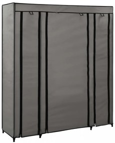 szürke szövet ruhásszekrény tárolórekeszekkel 150 x 45 x 176 cm