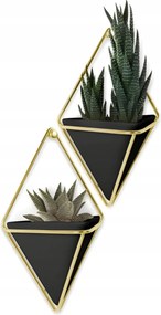 Kerámia fali dekorációs kaspó fekete-arany 2 db-os szett Trigg