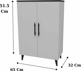 Konyhaszekrény, antracit-fehér, 65 cm