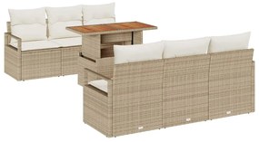 vidaXL Kerti Kanapé Szett párnával 7 pcs bézs és krémszínű