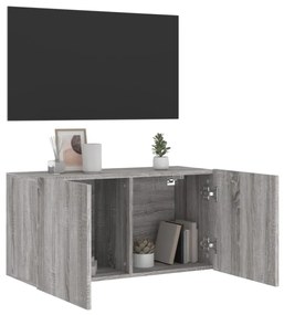 szürke sonoma színű falra szerelhető TV-szekrény 80 x 30 x 41cm