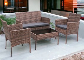 Elegáns rattan kerti kanapé szett asztallal