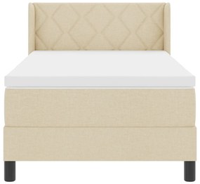 Boxspring Ágy Mattal, Krém, 90 x 200 cm, Szövet