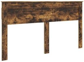 vidaXL Ágykeret fejtámlával Füstölt tölgy 200 x 200 cm Tömör fenyőfa