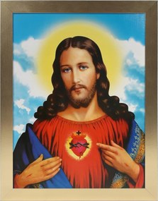 Vászonkép 45x35 Jézus Szíve Jézus Arany Keret