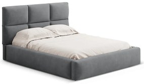 Szürke kárpitozott ágyneműtartós franciaágy ágyráccsal 160x200 cm Libera – Windsor & Co Sofas