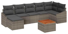 vidaXL Kerti Kanapé Szett tárolóval 8 pcs Szürke polirattan