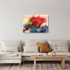 Vörös ara papagájok képe (üvegen) (70x50 cm)
