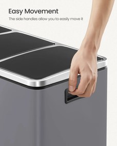 Háromrészes pedálos kuka 3 x 18L lágy záródású fedéllel, szürke